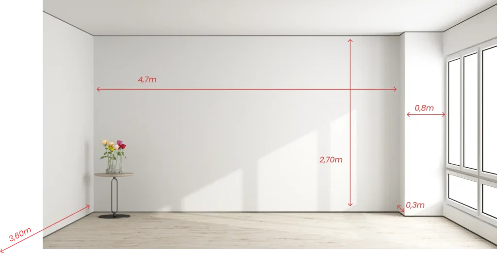 Envoyez une photo de la pièce avec ses dimensions (côtes) comme sur l'exemple à droite